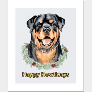 Happy Howlidays Rottweiler Posters and Art